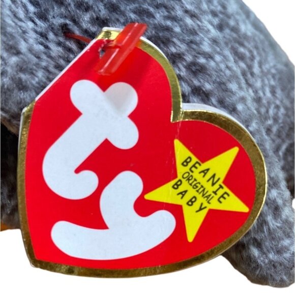 Ty Beanie Baby Original Retired Ewey Plush Goose 1998 Gray & Orange Soft Toy Col - Picture 6 of 10